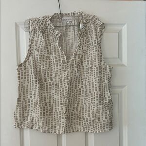 Bella Dahl Cream and Taupe Printed Sleeveless Camisole